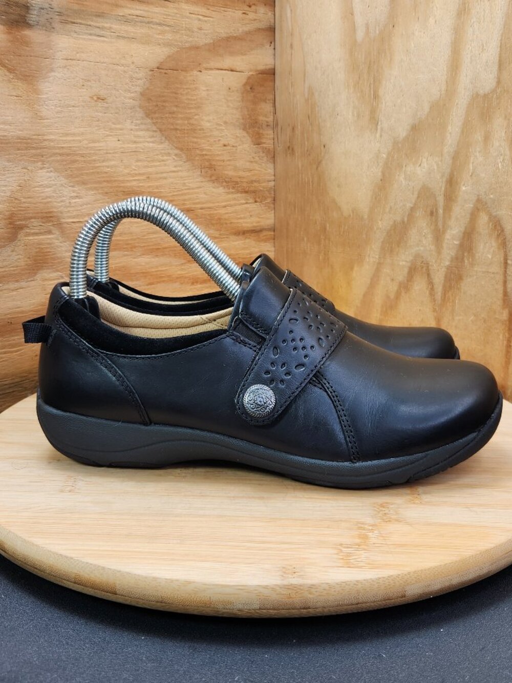 Dansko Sallie Waxy Black Leather Slip On Shoes Size 37 US 6.5-7